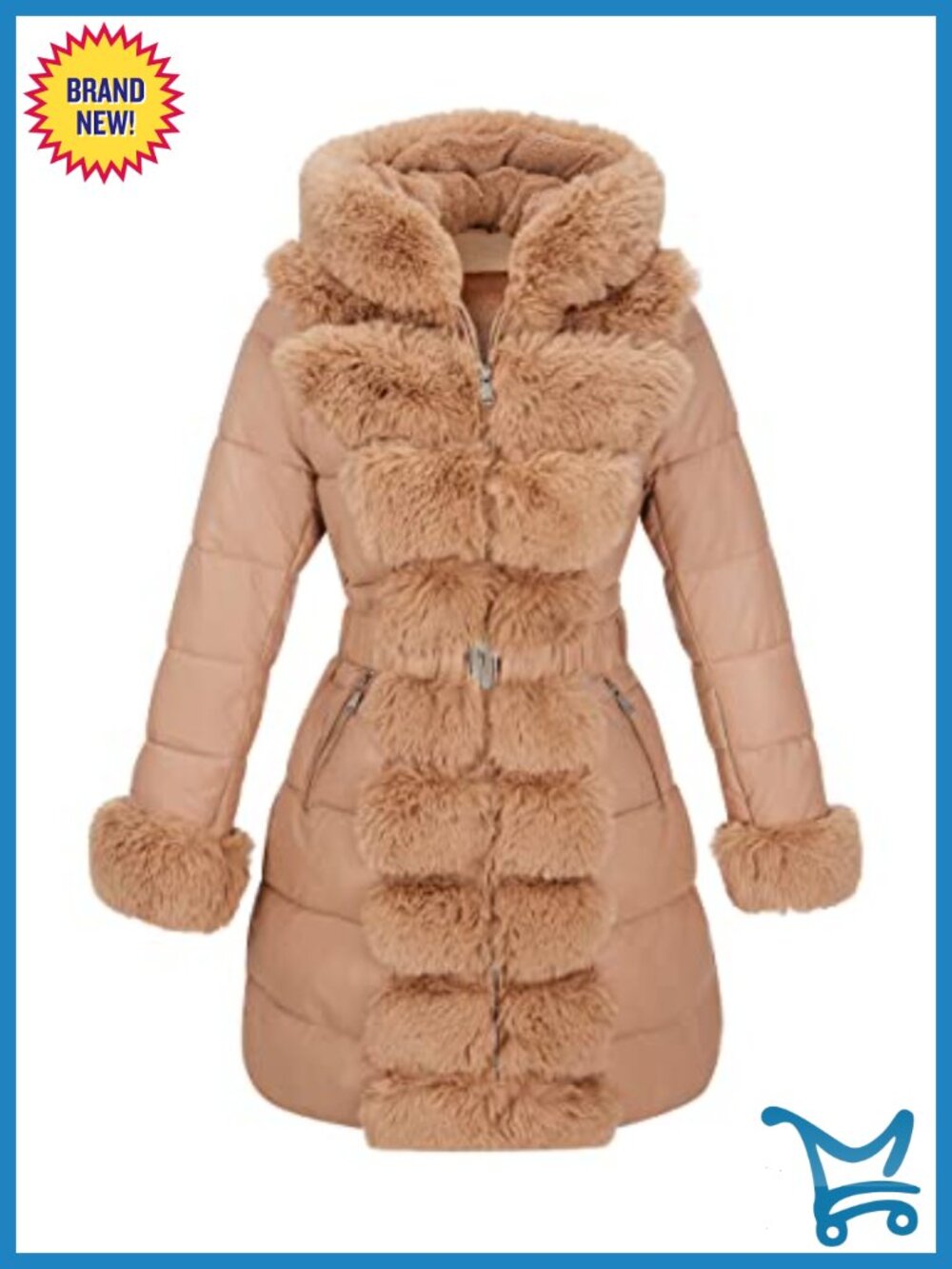 Women's Faux Fur Lined Hooded Puffer Jacket Quilted Heavyweight Winter Coat